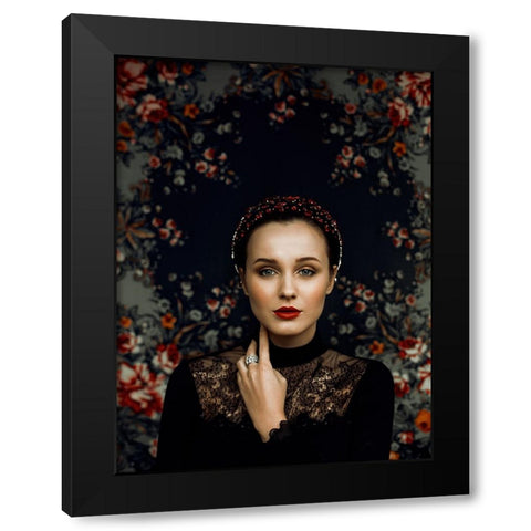 Spring Carousel Black Modern Wood Framed Art Print with Double Matting by marinastudio