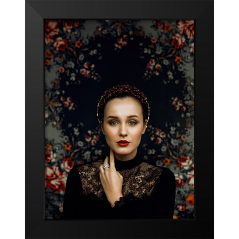 Spring Carousel Black Modern Wood Framed Art Print by marinastudio