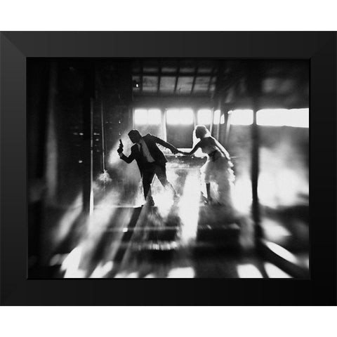 Runaway Bride Black Modern Wood Framed Art Print by Kisworo, Sebastian