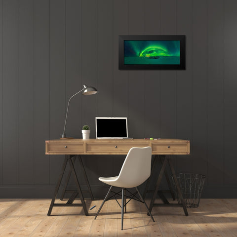 Night In Iceland Black Modern Wood Framed Art Print by Pedretti, Ivan