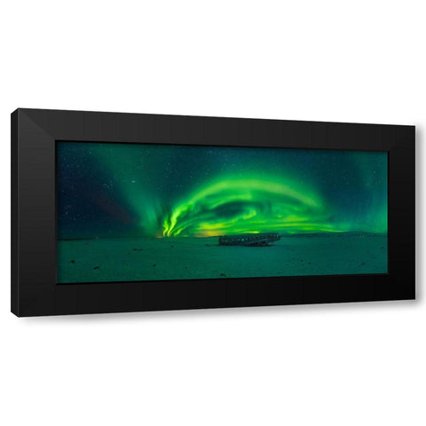 Night In Iceland Black Modern Wood Framed Art Print by Pedretti, Ivan