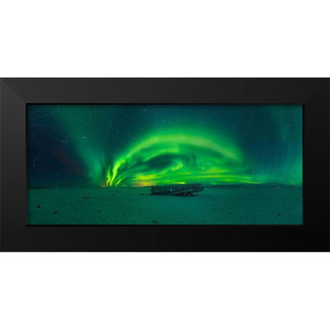 Night In Iceland Black Modern Wood Framed Art Print by Pedretti, Ivan