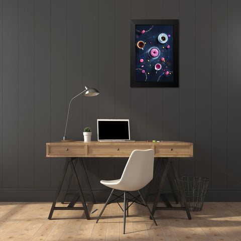 Space Donut Black Modern Wood Framed Art Print by Belenko, Dina