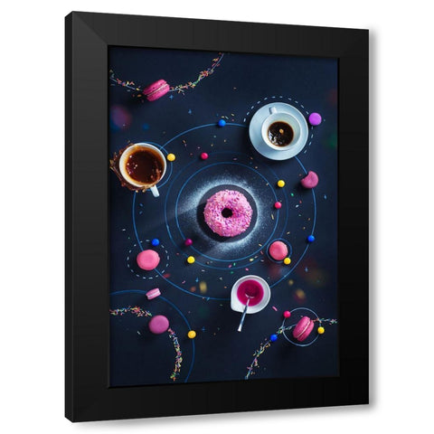 Space Donut Black Modern Wood Framed Art Print by Belenko, Dina