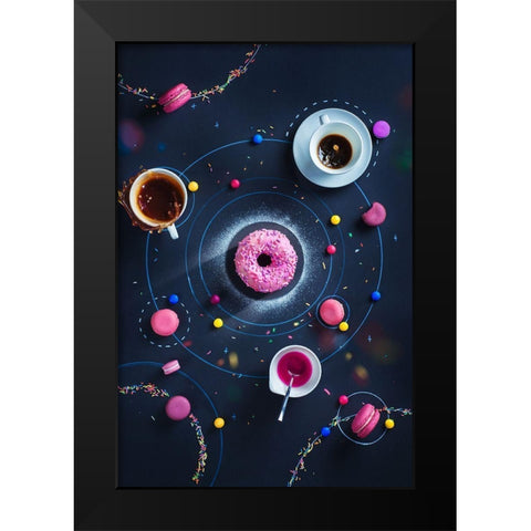 Space Donut Black Modern Wood Framed Art Print by Belenko, Dina