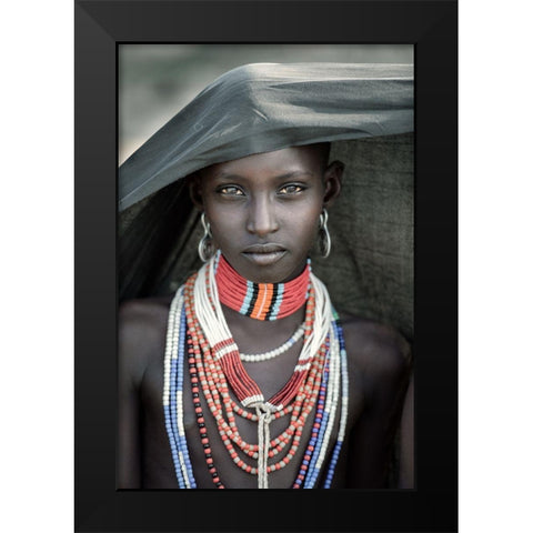 Arbore Tribes Girl Black Modern Wood Framed Art Print by Cole, Trevor