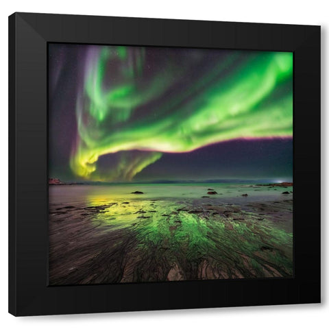 Geen Skagsanden Beach Black Modern Wood Framed Art Print by Smid Master, Jan