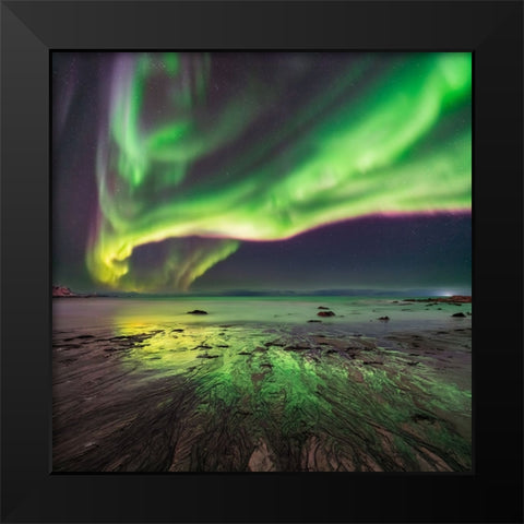 Geen Skagsanden Beach Black Modern Wood Framed Art Print by Smid Master, Jan