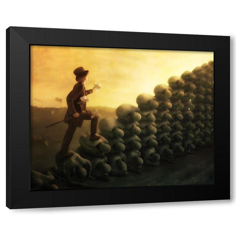The System Black Modern Wood Framed Art Print by Kiciak, Christophe