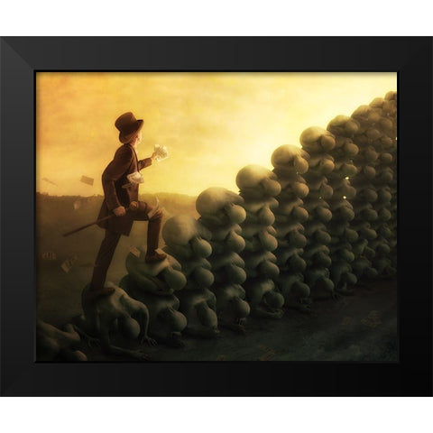 The System Black Modern Wood Framed Art Print by Kiciak, Christophe