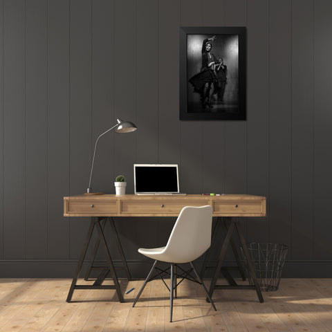 Flamenco Dancer Black Modern Wood Framed Art Print by Deakin, Karen