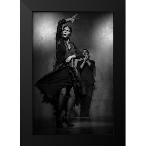 Flamenco Dancer Black Modern Wood Framed Art Print by Deakin, Karen