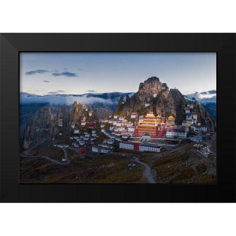 Triten Norbutse Black Modern Wood Framed Art Print by Simoon