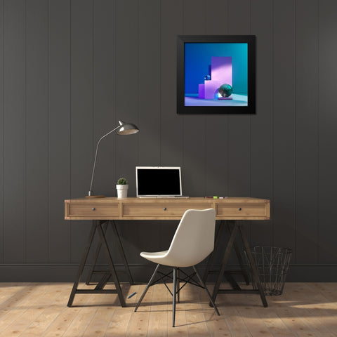 Aqua Black Modern Wood Framed Art Print by Yunta, Isma