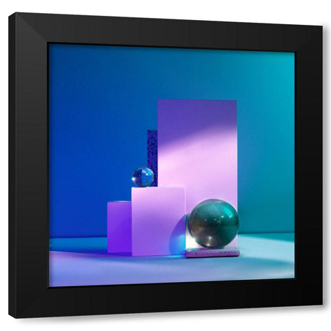 Aqua Black Modern Wood Framed Art Print with Double Matting by Yunta, Isma