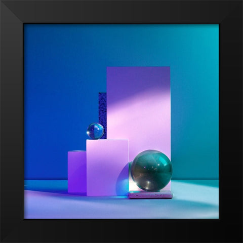 Aqua Black Modern Wood Framed Art Print by Yunta, Isma