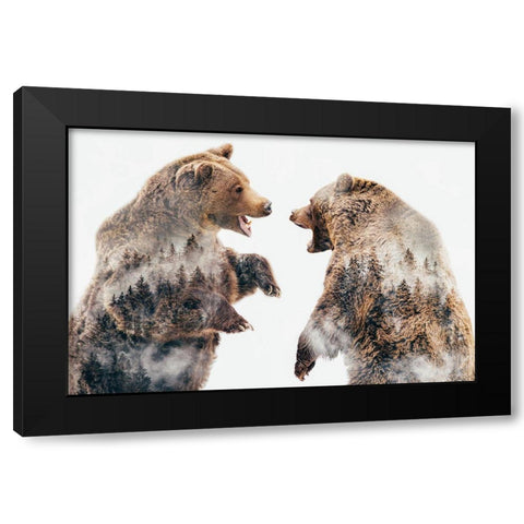 Wild Conflicts Black Modern Wood Framed Art Print with Double Matting by Beata, Angyalosi