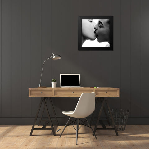 Kiss Black Modern Wood Framed Art Print by Krystynek Mqep, Martin