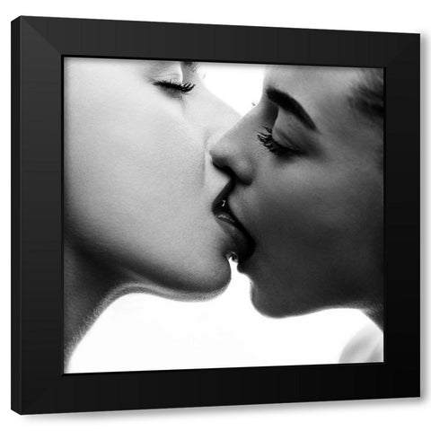 Kiss Black Modern Wood Framed Art Print with Double Matting by Krystynek Mqep, Martin
