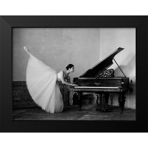 I Will Dance For You Black Modern Wood Framed Art Print by Kapsha, Eduards