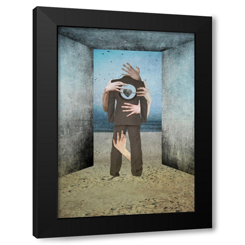 Heart Of Stone Black Modern Wood Framed Art Print with Double Matting by Tazarska, Lucyna