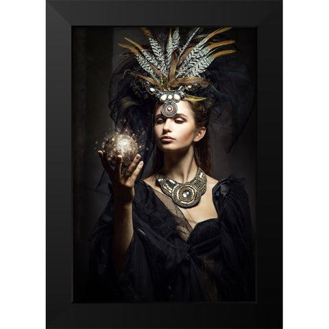 The Sorceress Black Modern Wood Framed Art Print by Siegart