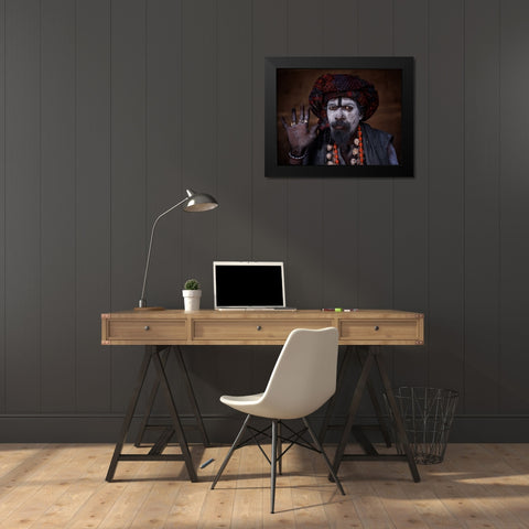 Aghori Baba Black Modern Wood Framed Art Print by Kalla, Vivek