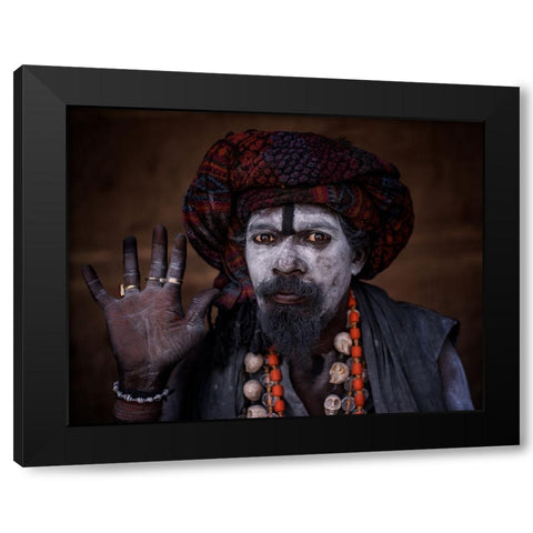 Aghori Baba Black Modern Wood Framed Art Print by Kalla, Vivek
