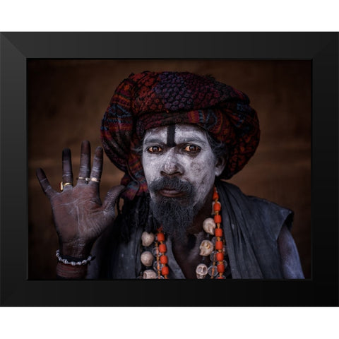 Aghori Baba Black Modern Wood Framed Art Print by Kalla, Vivek
