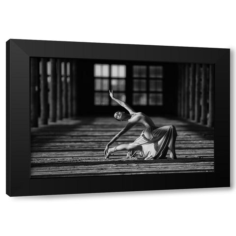 Evelina Black Modern Wood Framed Art Print with Double Matting by Kapsha, Eduards