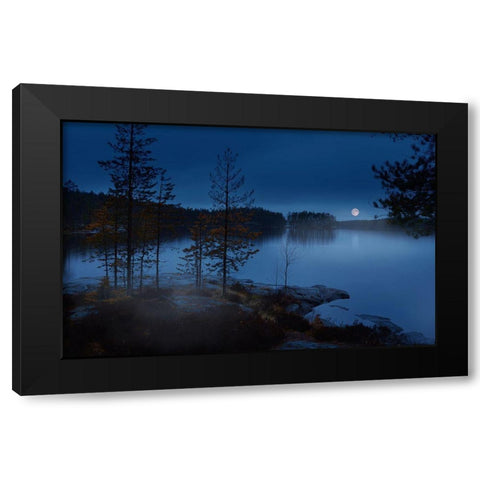 Night Mist Black Modern Wood Framed Art Print by Georgieva V, Nikki