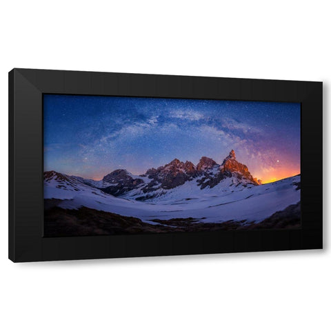 Baita Segantini Under The Night Sky Black Modern Wood Framed Art Print by Zheng, Michael