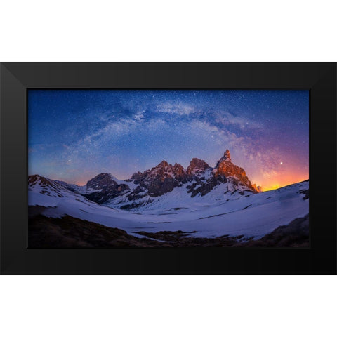 Baita Segantini Under The Night Sky Black Modern Wood Framed Art Print by Zheng, Michael