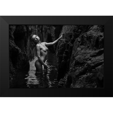Gloria And The Water Black Modern Wood Framed Art Print by Gil Raga, Joan