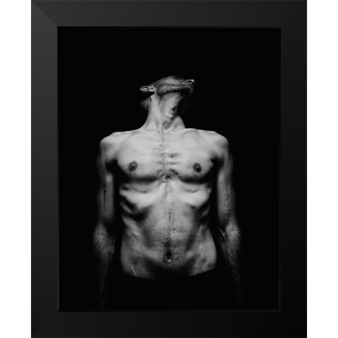 Body Consternation Black Modern Wood Framed Art Print by Haghi, Babak