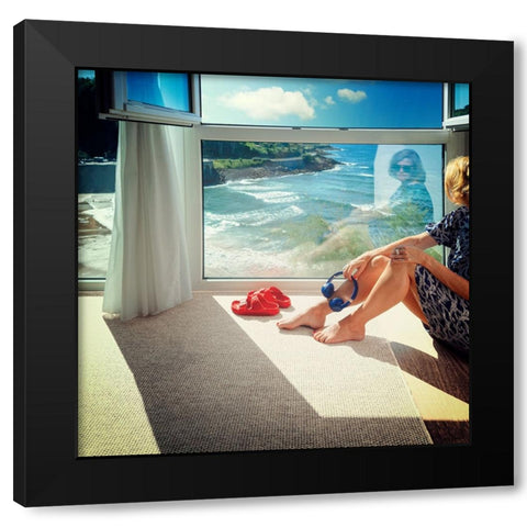 Some Kind Of Blue Black Modern Wood Framed Art Print with Double Matting by Ambra