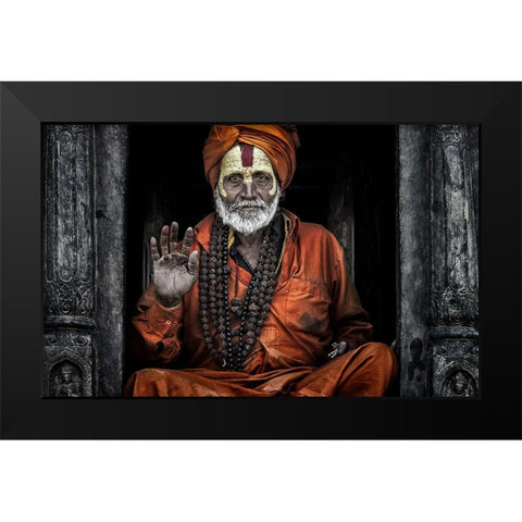 At The Pashupatinath Temple - Kathmandu Black Modern Wood Framed Art Print by Inazio Kuesta, Joxe