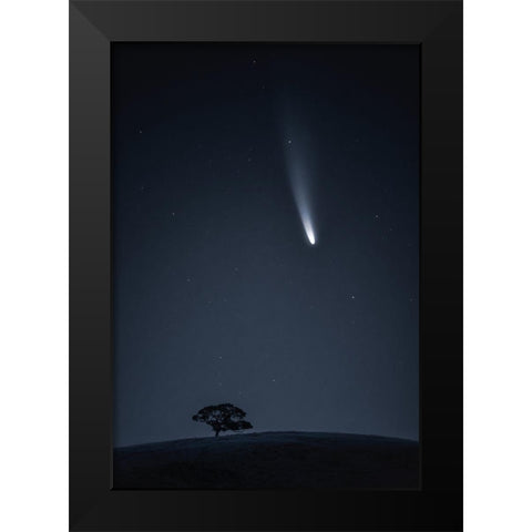 Visitor Black Modern Wood Framed Art Print by Ning, Aidong