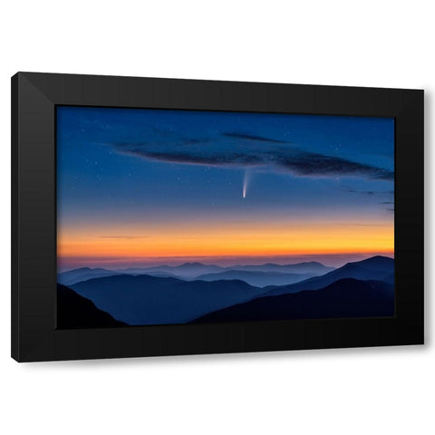 Comet Neowise Black Modern Wood Framed Art Print by Zhu, Hua