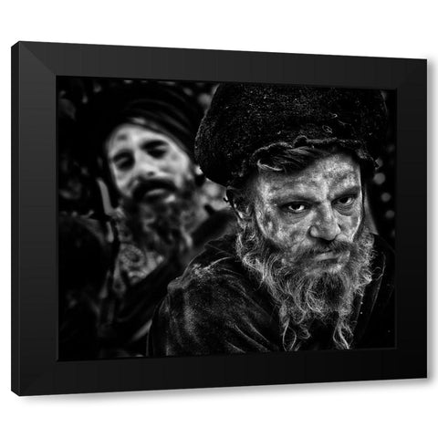 Holy Men In Kumbha Mela, Allahabad Black Modern Wood Framed Art Print with Double Matting by Cavalli, Giovanni