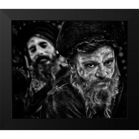 Holy Men In Kumbha Mela, Allahabad Black Modern Wood Framed Art Print by Cavalli, Giovanni