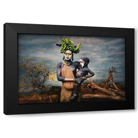 Banana Child Black Modern Wood Framed Art Print with Double Matting by Yosifov, Svetlin