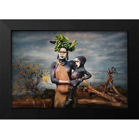 Banana Child Black Modern Wood Framed Art Print by Yosifov, Svetlin