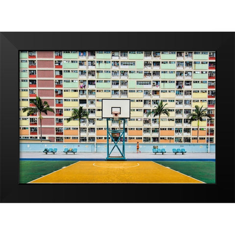 The Runner Black Modern Wood Framed Art Print by Abdualhameid, Fahad