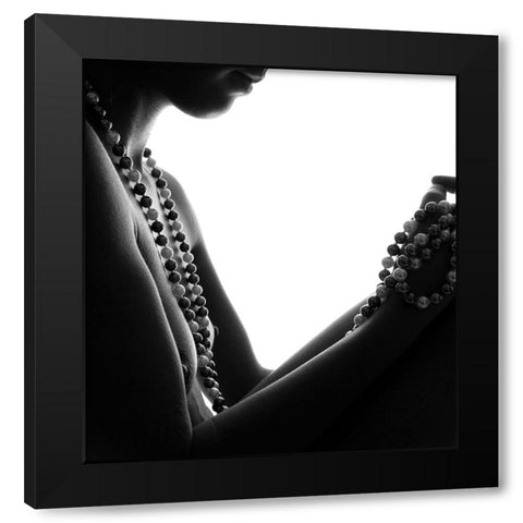 Necklace Black Modern Wood Framed Art Print with Double Matting by bicibici