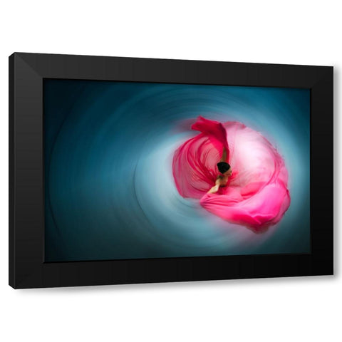 Pink Ballerina Black Modern Wood Framed Art Print with Double Matting by Abu, Dekel