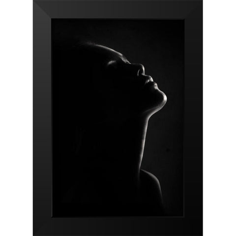Chin Up Black Modern Wood Framed Art Print by Sungkono, Heru
