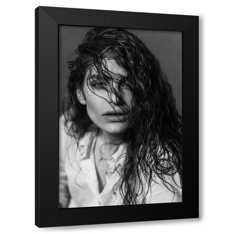 Fatima Black Modern Wood Framed Art Print with Double Matting by Niksefat Zendehdel, Akram