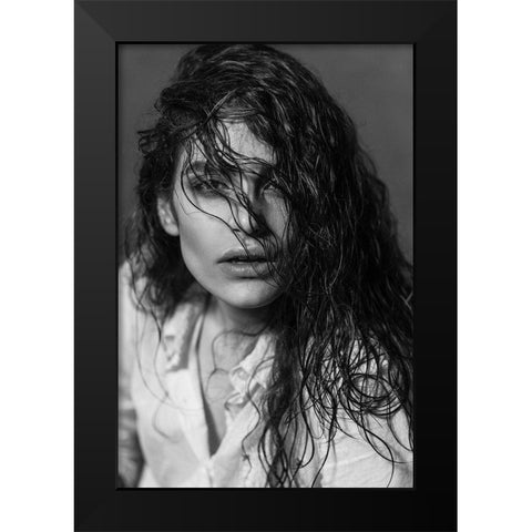 Fatima Black Modern Wood Framed Art Print by Niksefat Zendehdel, Akram