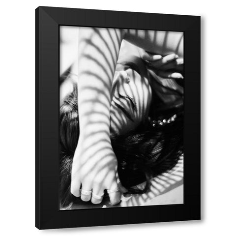 Hase Black Modern Wood Framed Art Print with Double Matting by Washimi, Masatoshi